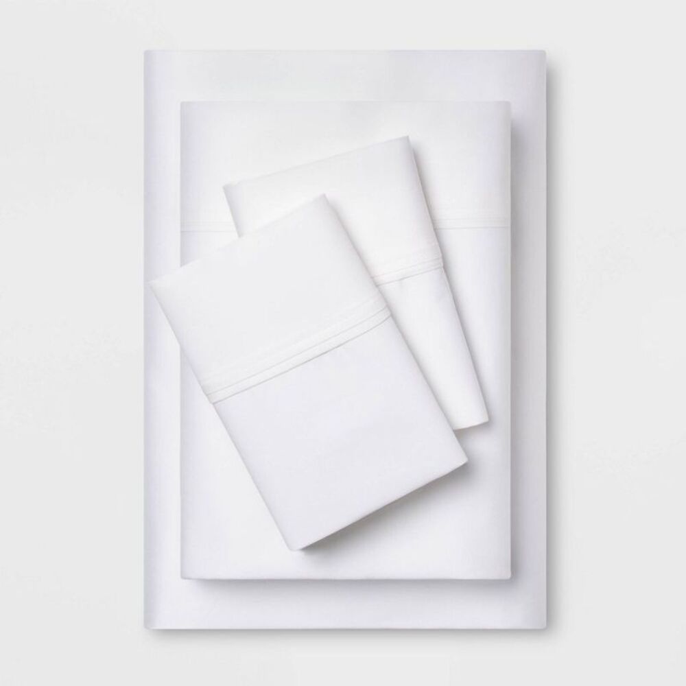 Open Box - Threshold - Queen Solid Performance 400 Thread Count Sheet Set White